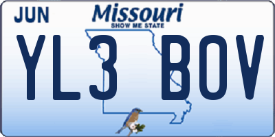 MO license plate YL3B0V