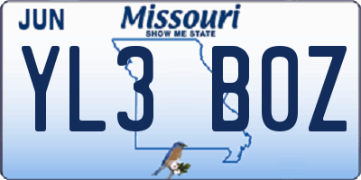 MO license plate YL3B0Z