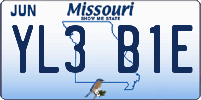 MO license plate YL3B1E