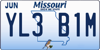 MO license plate YL3B1M