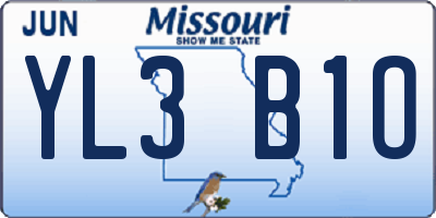 MO license plate YL3B1O