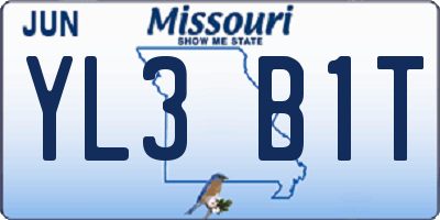 MO license plate YL3B1T