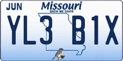 MO license plate YL3B1X