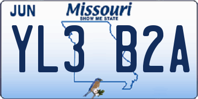 MO license plate YL3B2A