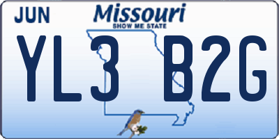 MO license plate YL3B2G