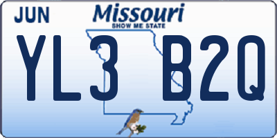 MO license plate YL3B2Q
