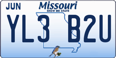MO license plate YL3B2U