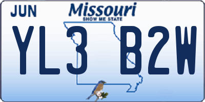 MO license plate YL3B2W