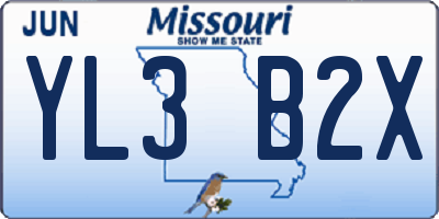 MO license plate YL3B2X