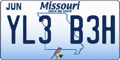 MO license plate YL3B3H