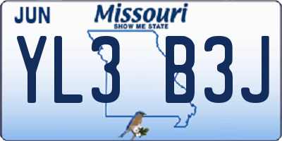 MO license plate YL3B3J