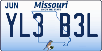 MO license plate YL3B3L