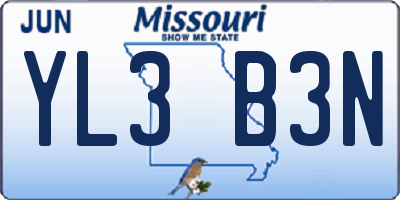 MO license plate YL3B3N