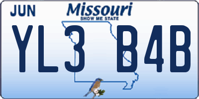 MO license plate YL3B4B