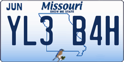 MO license plate YL3B4H