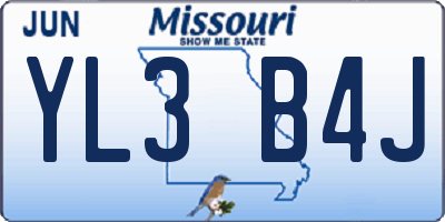 MO license plate YL3B4J