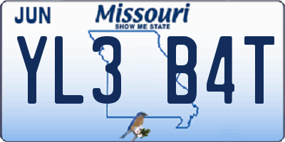 MO license plate YL3B4T