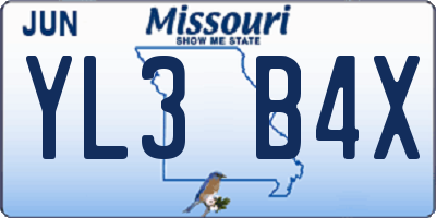 MO license plate YL3B4X