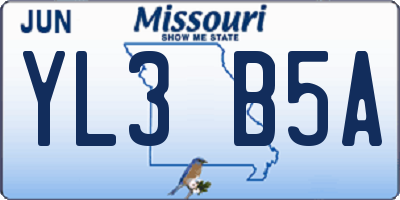 MO license plate YL3B5A