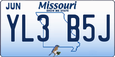 MO license plate YL3B5J