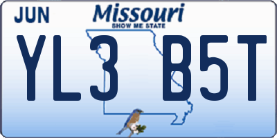 MO license plate YL3B5T
