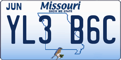 MO license plate YL3B6C