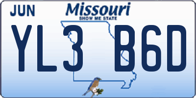 MO license plate YL3B6D