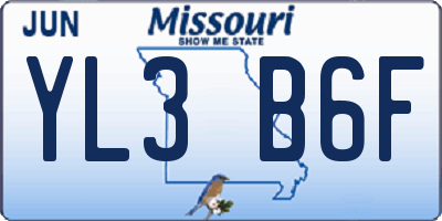 MO license plate YL3B6F