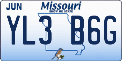 MO license plate YL3B6G