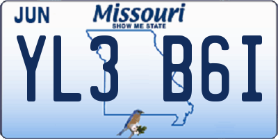 MO license plate YL3B6I