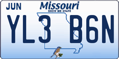 MO license plate YL3B6N