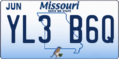 MO license plate YL3B6Q