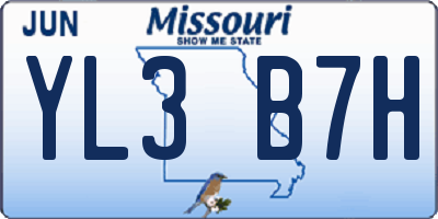 MO license plate YL3B7H