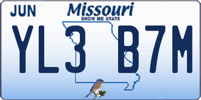 MO license plate YL3B7M