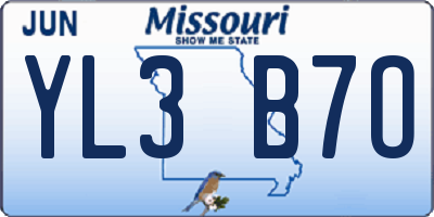 MO license plate YL3B7O