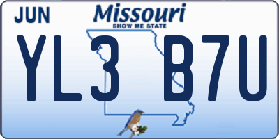 MO license plate YL3B7U