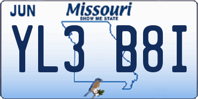 MO license plate YL3B8I