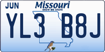 MO license plate YL3B8J