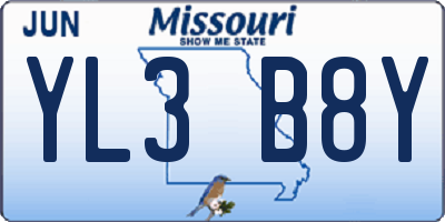 MO license plate YL3B8Y