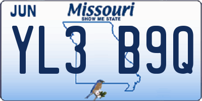 MO license plate YL3B9Q