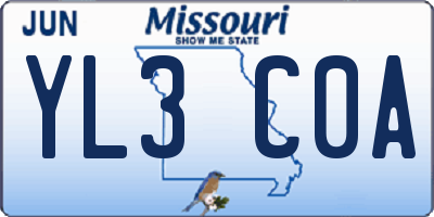 MO license plate YL3C0A