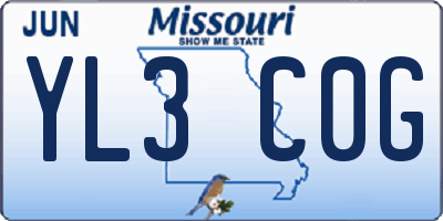 MO license plate YL3C0G
