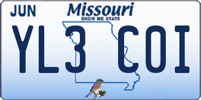 MO license plate YL3C0I