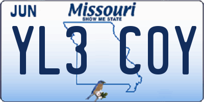 MO license plate YL3C0Y