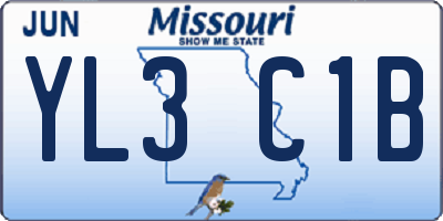 MO license plate YL3C1B