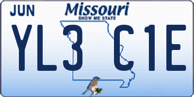 MO license plate YL3C1E