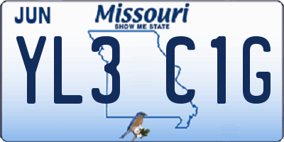 MO license plate YL3C1G