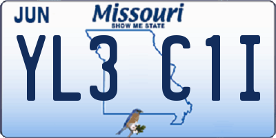 MO license plate YL3C1I