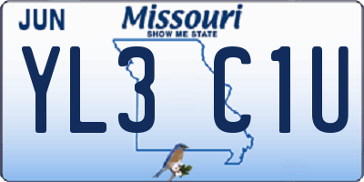 MO license plate YL3C1U