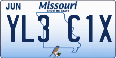 MO license plate YL3C1X
